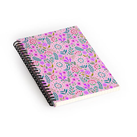 Pimlada Phuapradit Ditsy Purple Floral Half Drop Spiral Notebook