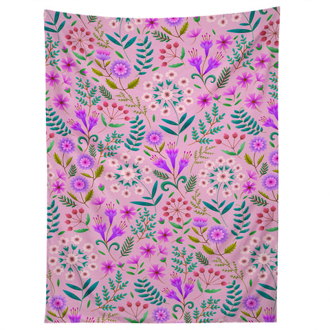Pimlada Phuapradit Ditsy Purple Floral Half Drop Tapestry