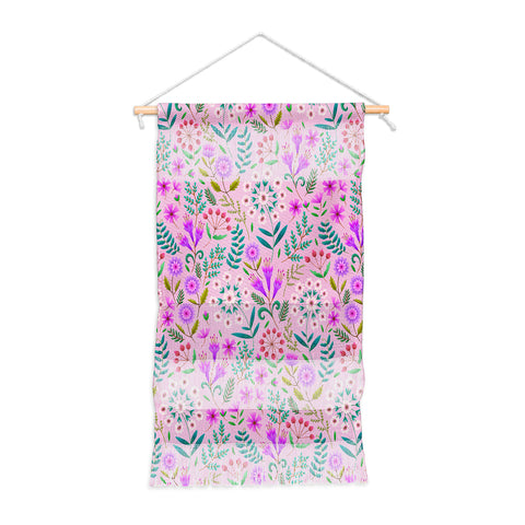 Pimlada Phuapradit Ditsy Purple Floral Half Drop Wall Hanging Portrait