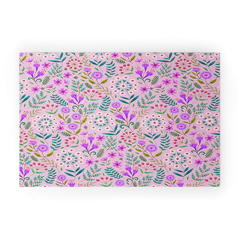 Pimlada Phuapradit Ditsy Purple Floral Half Drop Welcome Mat