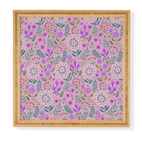 Pimlada Phuapradit Ditsy Purple Floral Half Drop Framed Wall Art