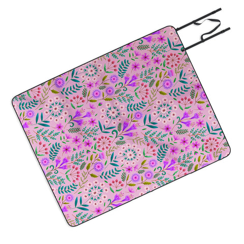 Pimlada Phuapradit Ditsy Purple Floral Half Drop Picnic Blanket