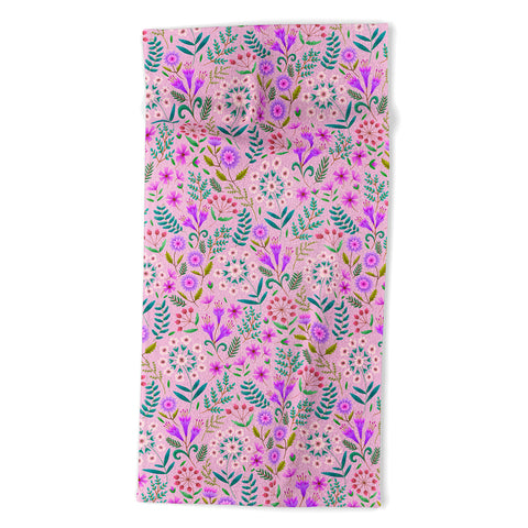 Pimlada Phuapradit Ditsy Purple Floral Half Drop Beach Towel