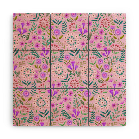 Pimlada Phuapradit Ditsy Purple Floral Half Drop Wood Wall Mural