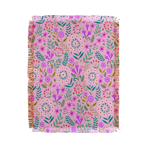 Pimlada Phuapradit Ditsy Purple Floral Half Drop Throw Blanket