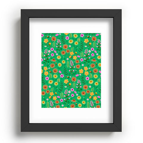 Pimlada Phuapradit Ditsy Spring Floral Green Recessed Framing Rectangle