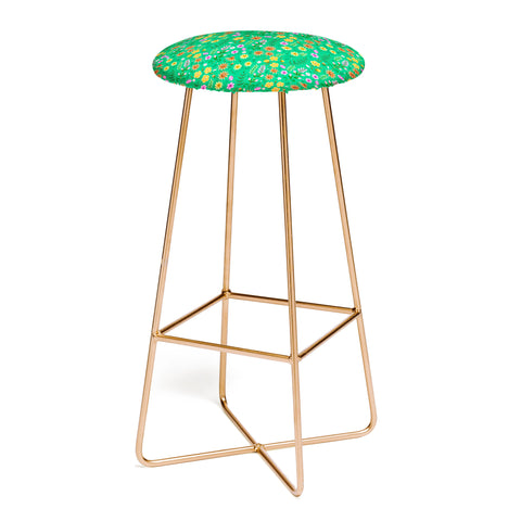 Pimlada Phuapradit Ditsy Spring Floral Green Bar Stool