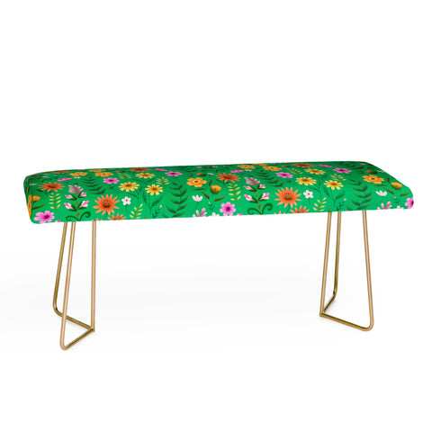 Pimlada Phuapradit Ditsy Spring Floral Green Bench