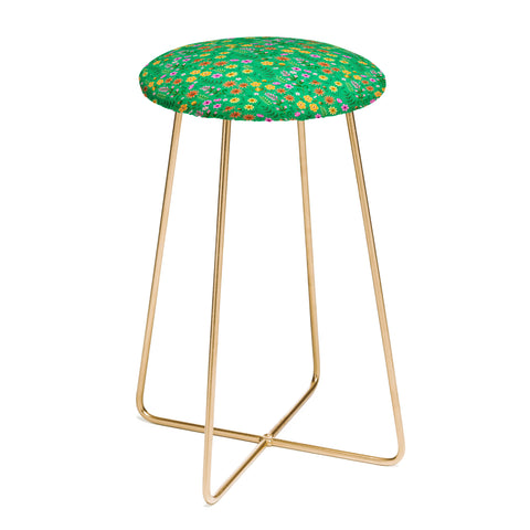 Pimlada Phuapradit Ditsy Spring Floral Green Counter Stool