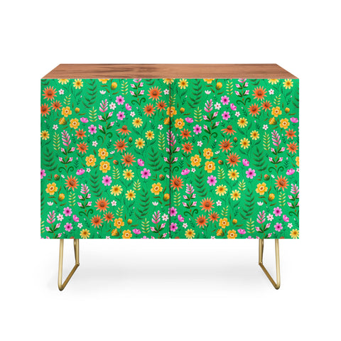Pimlada Phuapradit Ditsy Spring Floral Green Credenza