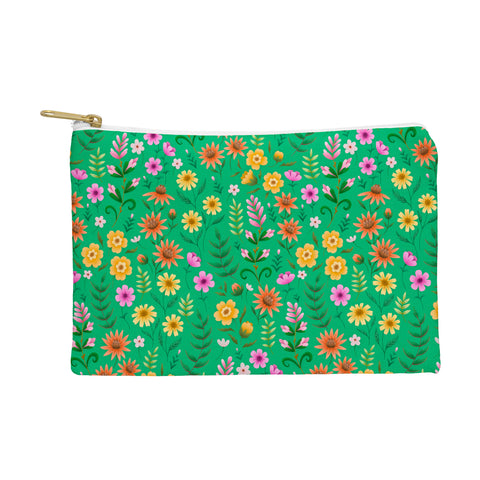 Pimlada Phuapradit Ditsy Spring Floral Green Pouch