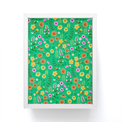 Pimlada Phuapradit Ditsy Spring Floral Green Framed Mini Art Print
