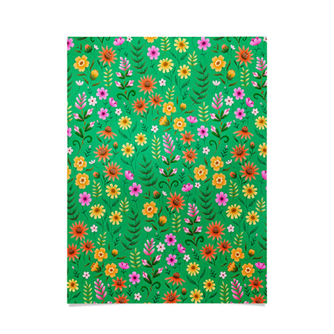 Pimlada Phuapradit Ditsy Spring Floral Green Poster