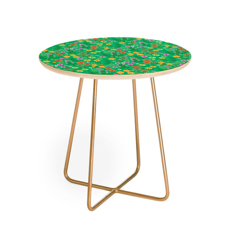 Pimlada Phuapradit Ditsy Spring Floral Green Round Side Table