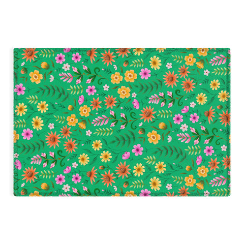 Pimlada Phuapradit Ditsy Spring Floral Green Outdoor Rug