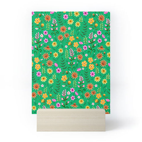Pimlada Phuapradit Ditsy Spring Floral Green Mini Art Print