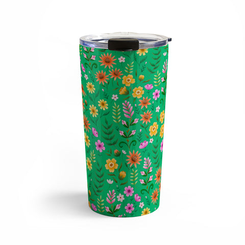 Pimlada Phuapradit Ditsy Spring Floral Green Travel Mug