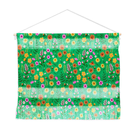 Pimlada Phuapradit Ditsy Spring Floral Green Wall Hanging Landscape