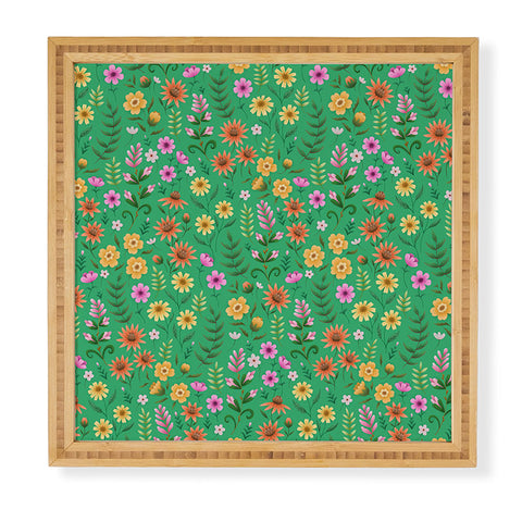 Pimlada Phuapradit Ditsy Spring Floral Green Framed Wall Art