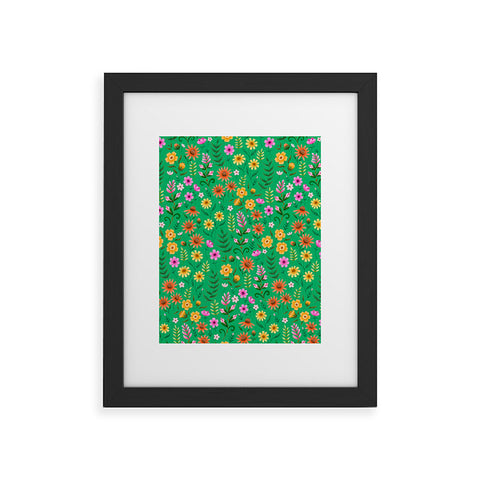 Pimlada Phuapradit Ditsy Spring Floral Green Framed Art Print