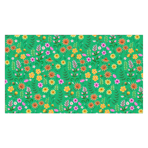 Pimlada Phuapradit Ditsy Spring Floral Green Tablecloth