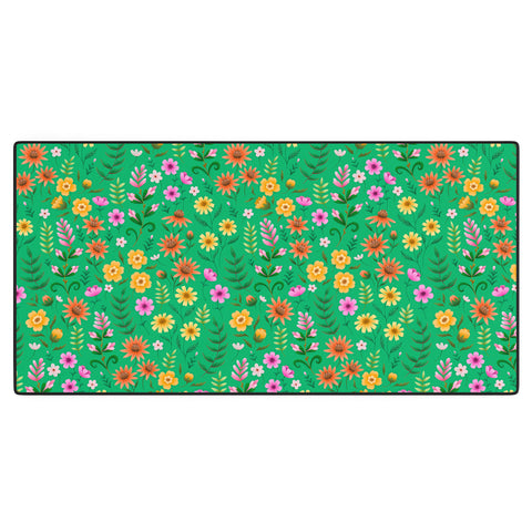 Pimlada Phuapradit Ditsy Spring Floral Green Desk Mat