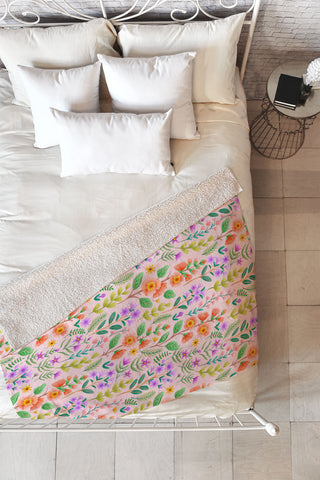 Pimlada Phuapradit Ditsy Spring Floral Fleece Throw Blanket