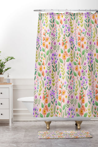 Pimlada Phuapradit Ditsy Spring Floral Shower Curtain And Mat