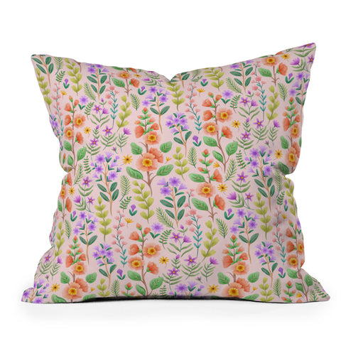 Pimlada Phuapradit Ditsy Spring Floral Outdoor Throw Pillow