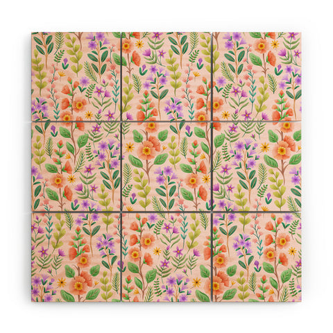 Pimlada Phuapradit Ditsy Spring Floral Wood Wall Mural