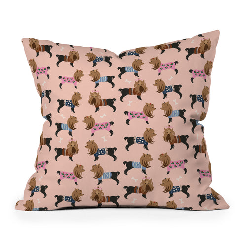 Pimlada Phuapradit Dog Pattern Yorkie Outdoor Throw Pillow