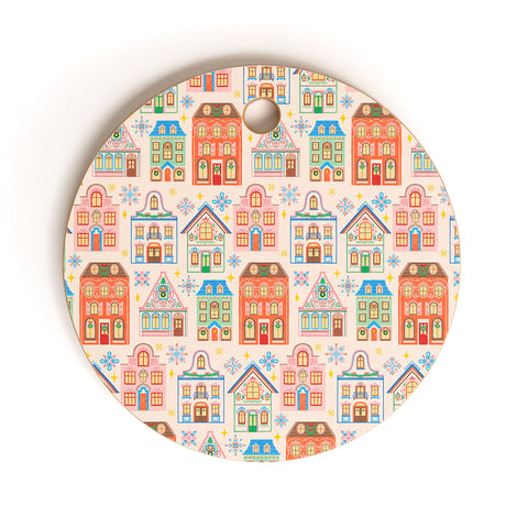 Pimlada Phuapradit Festive Houses Cutting Board Round