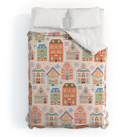 Pimlada Phuapradit Festive Houses Duvet Cover