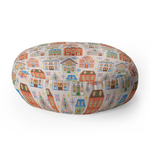 Pimlada Phuapradit Festive Houses Floor Pillow Round