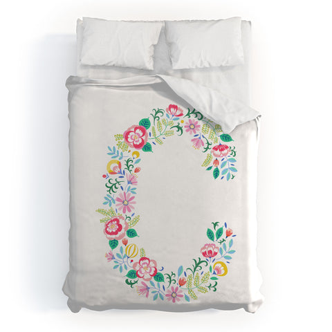 Pimlada Phuapradit Floral Alphabet C Duvet Cover
