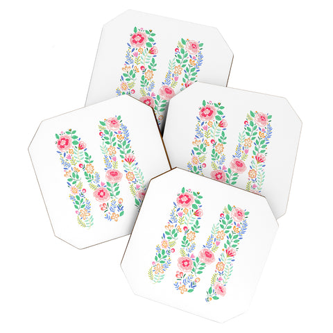 Pimlada Phuapradit Floral Alphabet M Coaster Set