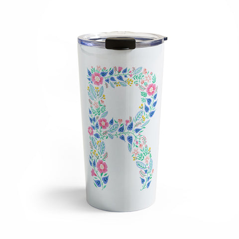 Pimlada Phuapradit Floral Alphabet R Travel Mug