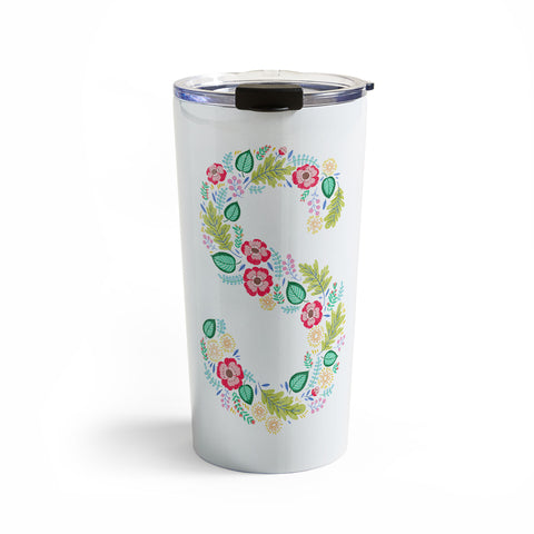 Pimlada Phuapradit Floral Alphabet S Travel Mug