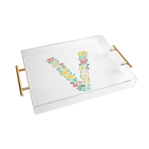 Pimlada Phuapradit Floral Alphabet V Acrylic Tray