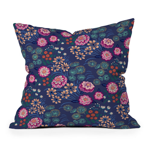 Pimlada Phuapradit Floral Gems Outdoor Throw Pillow