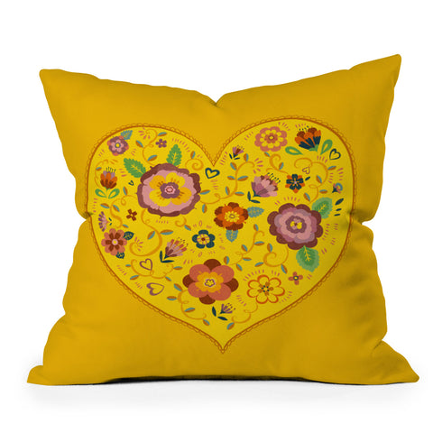 Pimlada Phuapradit Floral heart 2 Outdoor Throw Pillow