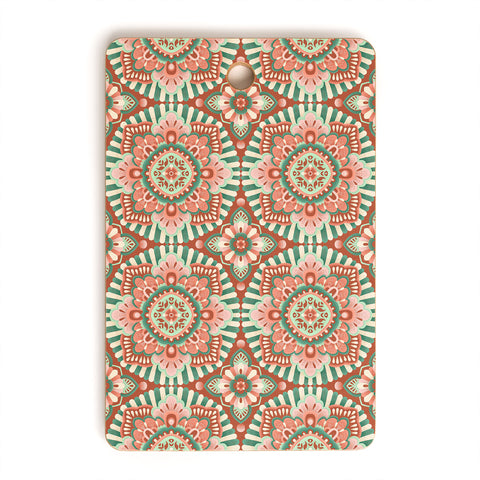 Pimlada Phuapradit Floral Mandala Tiles Cutting Board Rectangle