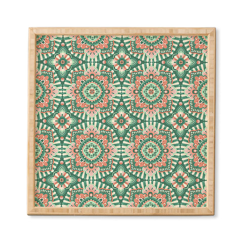 Pimlada Phuapradit Floral Mandala Tiles Green Framed Wall Art