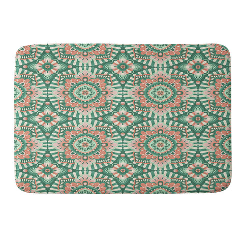 Pimlada Phuapradit Floral Mandala Tiles Green Memory Foam Bath Mat