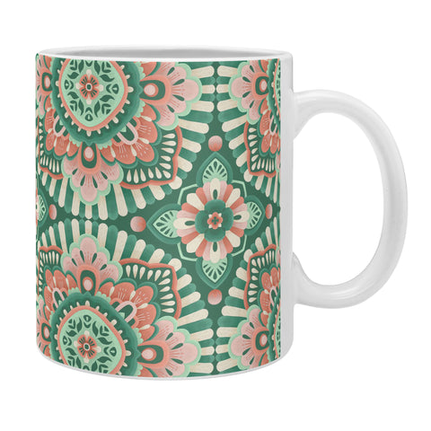 Pimlada Phuapradit Floral Mandala Tiles Green Coffee Mug