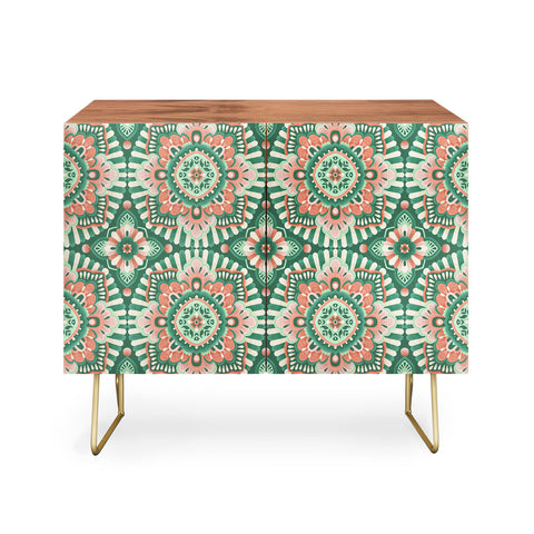 Pimlada Phuapradit Floral Mandala Tiles Green Credenza