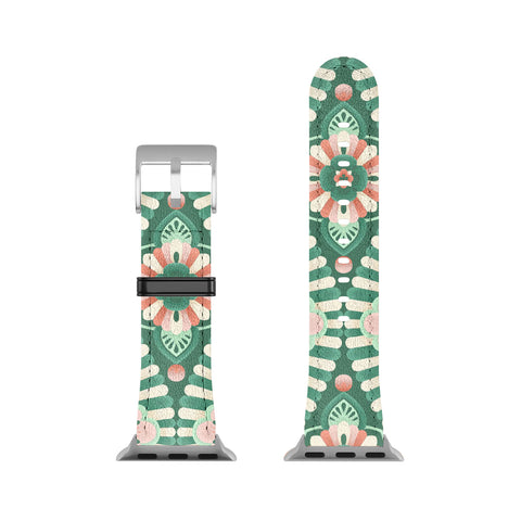 Pimlada Phuapradit Floral Mandala Tiles Green Apple Watch Band