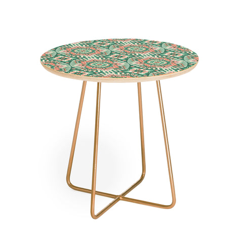 Pimlada Phuapradit Floral Mandala Tiles Green Round Side Table