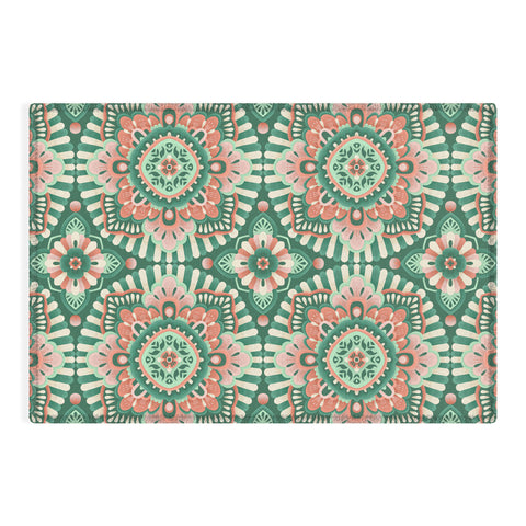 Pimlada Phuapradit Floral Mandala Tiles Green Outdoor Rug