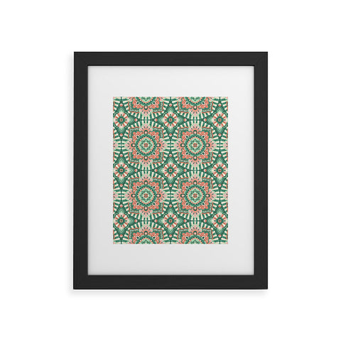 Pimlada Phuapradit Floral Mandala Tiles Green Framed Art Print